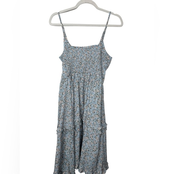 To My Lovers Baby Blue Floral Spaghetti Strap Sun Dress Size Large - Picture 3 of 9
